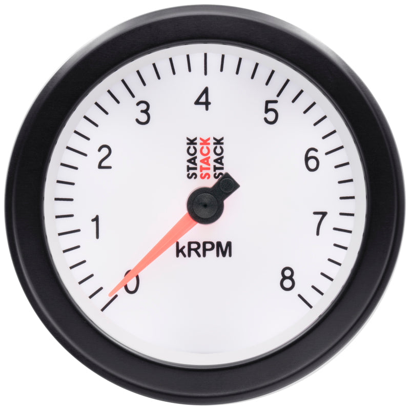 Autometer Stack Sport 88mm 0-8K RPM Tachometer - White ST100-08W