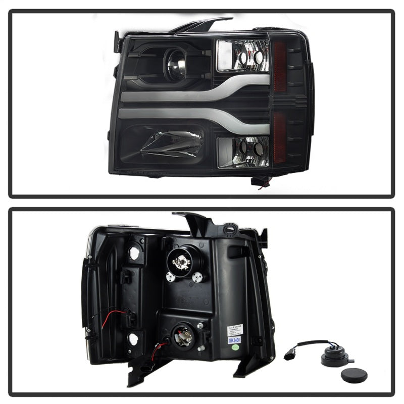 Spyder Chevy Silverado 1500 07-13 Version 3 Projector Headlights - Black PRO-YD-CS07V3-LBDRL-BK SPYDER