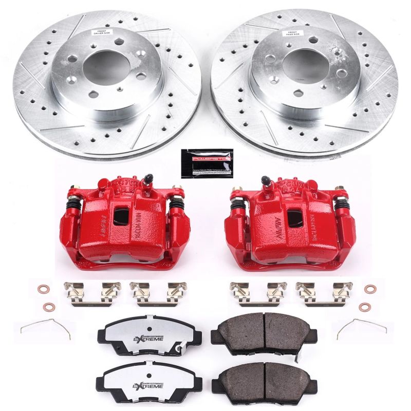 Power Stop 09-14 Honda Fit Front Z26 Street Warrior Brake Kit w/Calipers PowerStop
