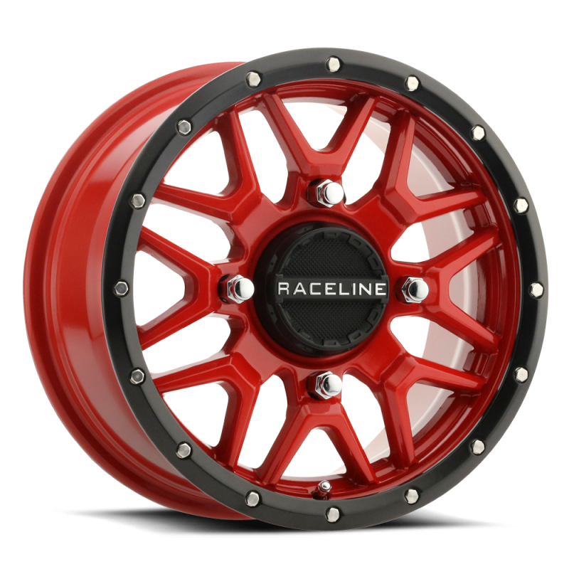 Raceline A94R Krank 14x7in / 4x156 BP / 38mm Offset / 132.5mm Bore - Red & Black Lip Wheel Raceline