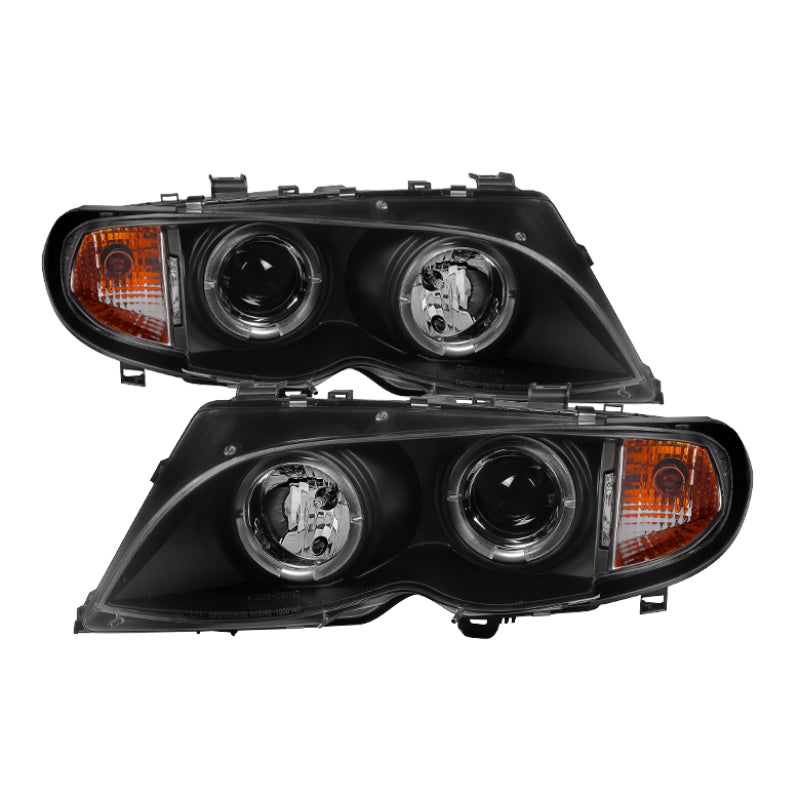 Spyder BMW E46 3-Series 02-05 4DR Projector Headlights 1PC LED Halo Blk PRO-YD-BMWE4602-4D-AM-BK SPYDER