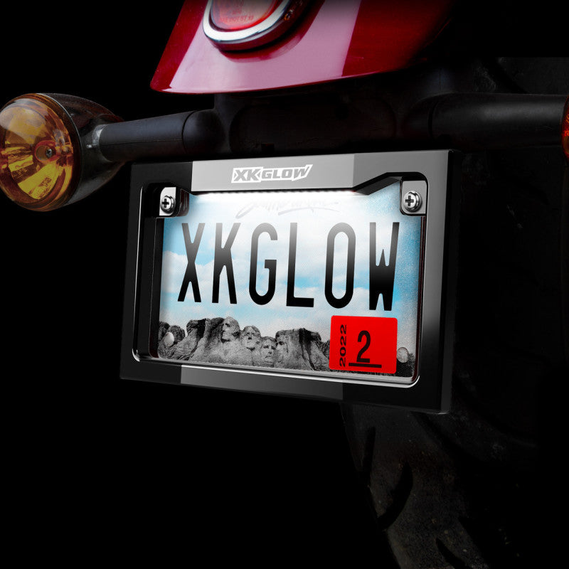 XKGlow Motorcycle License Plate Frame Light w/ White LED - Chrome - Part XK034019-W