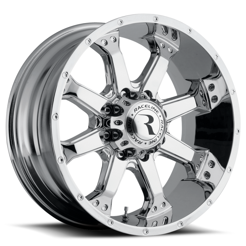 Raceline 991C Assault 20x9in / 5x127 BP / 18mm Offset / 78.1mm Bore - Chrome Wheel