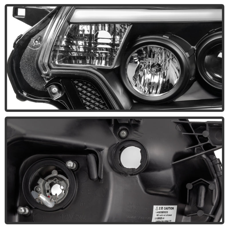 Spyder Toyota Tacoma 12-15 Projector Headlights Light Bar DRL Black PRO-YD-TT12-LBDRL-BK SPYDER