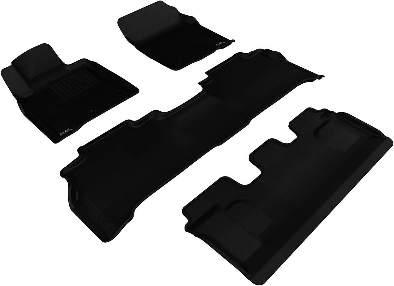 3D MAXpider L1LX04401509 2012-2020 Lexus LX Kagu 1st & 2nd & 3rd Row Floormats - Black