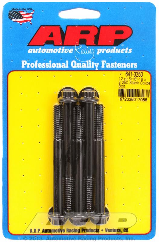 ARP 5/16in-18 x 3.250in 12pt Black Oxide Bolts (Set of 5) 641-3250