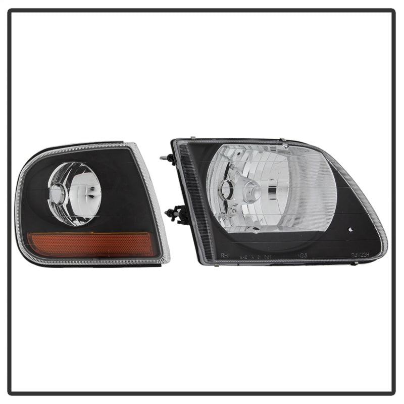 xTune 97-03 Ford F-150 4pc OEM Style Headlights w/Corner - Black (HD-JH-FF15097-L-SET-BK) SPYDER