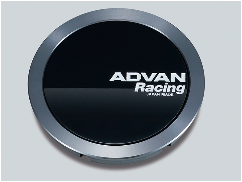ADVAN Racing 73mm Full Flat Center Cap - Gloss Black/hyper Ring + white Letters - YV4828