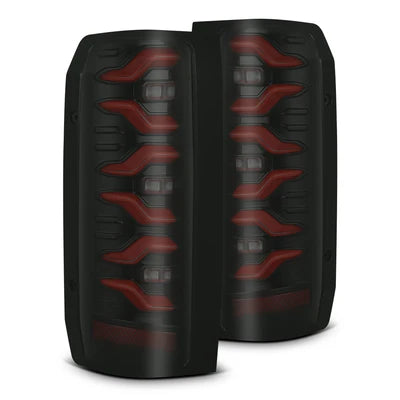 AlphaRex 658007 87-96 Ford Bronco/F-150 Luxx-Series LED Tail Lights - Black Red