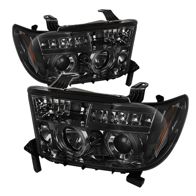 Spyder Toyota Tundra 07-13 Projector Headlights LED Halo LED Smke PRO-YD-TTU07-HL-SM SPYDER