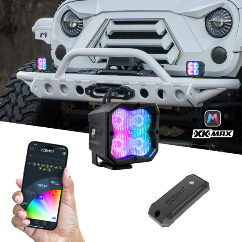 XKGlow RGBW Addressable Cube Light Kit- Fog Beam | XKmax Smartphone App - 2 Piece - Part MX-CUBE-FO-KIT
