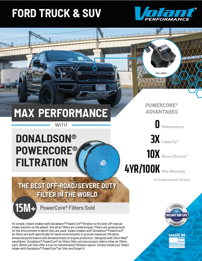 Volant Closed Box Air Intake (Oiled) For 17-20 Ford F-150 Ecoboost, Raptor, 18-22 Expedition, Lincoln Navigator 3.5T - 19835 Volant