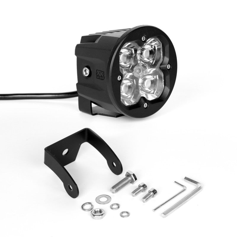 XKGlow Round XKchrome 20w LED Cube Light with RGB Accent Light - Spot Beam w/Fog Light Bracket - Part XK065003-S