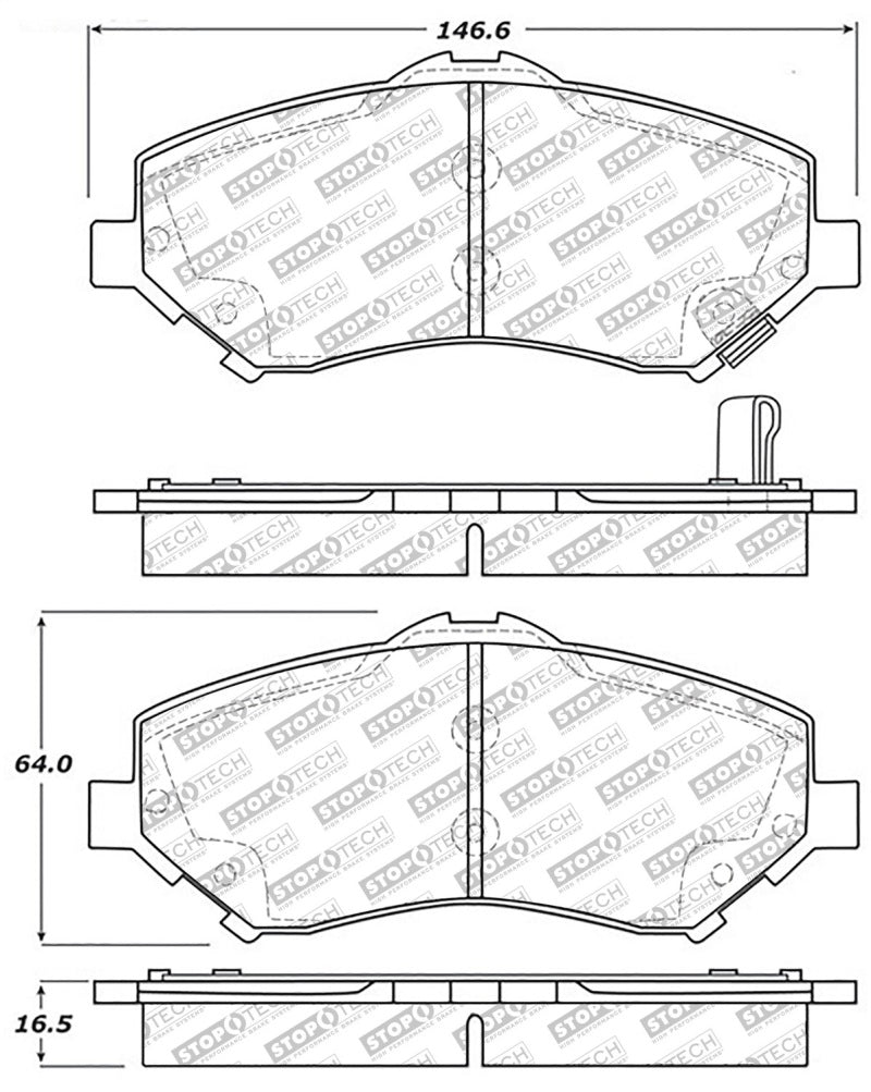 StopTech Street Disc Rear Brake Pads - 305.12730 Stoptech