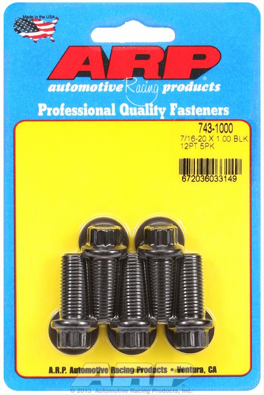 ARP 7/16 Inch -20x1.000in UHL 12pt Black Oxide Bolts (5/pkg) 743-1000