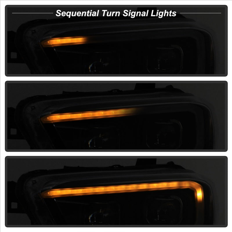 xTune 16-18 Toyota Tacoma SR/SR5 DRL Proj Headlights w/Turn Signal - Blk Smk (PRO-JH-TTA16-SR-BSM) SPYDER