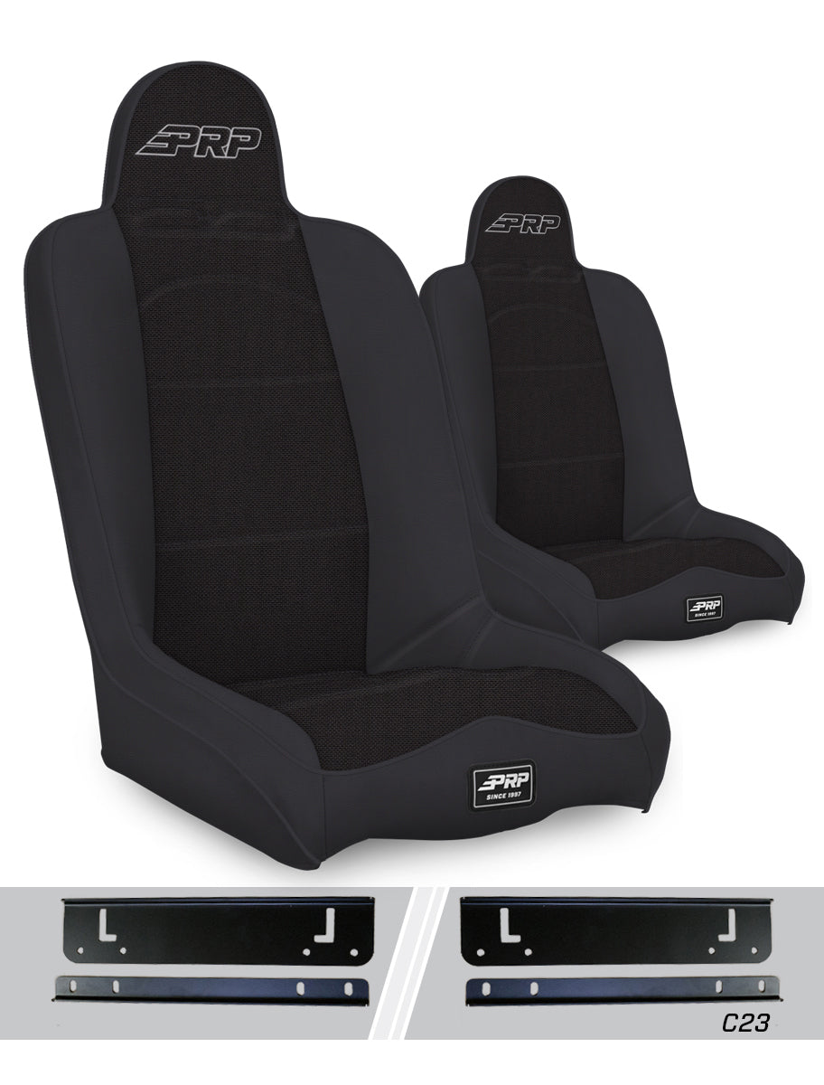 PRP 97-02 Jeep Wrangler TJ Daily Driver High Back Suspension Seats Kit (Pair) - Black A140110-C23-50