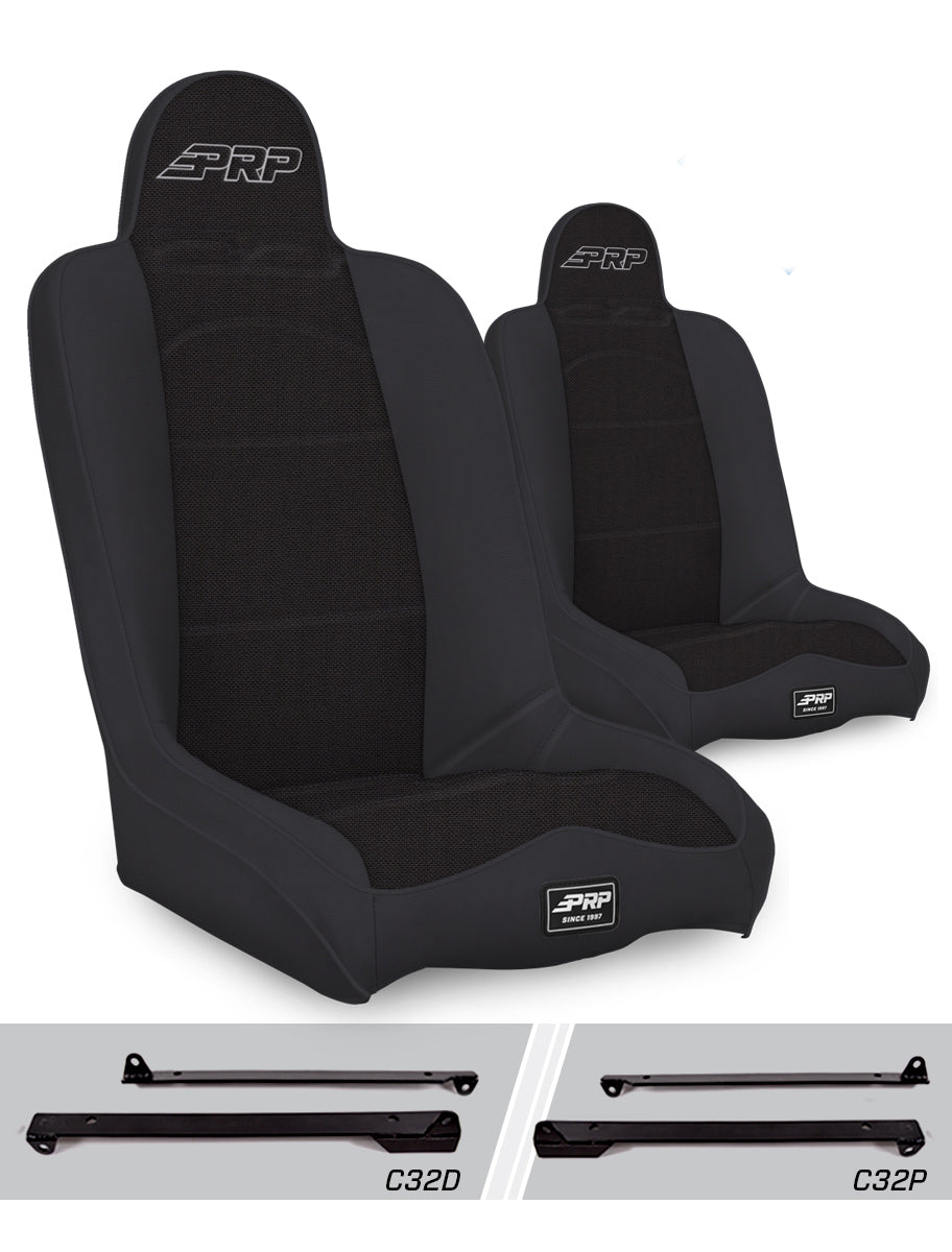 PRP Jeep Wrangler CJ7/YJ Daily Driver High Back Suspension Seats Kit (Pair) - Gray A140110-C23-54