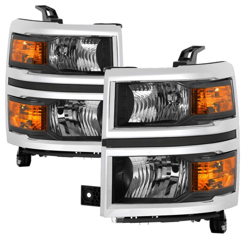 xTune 14-15 Chevy Silverado 1500 (New Body) OEM Style Headlights w/Trim - Blk (HD-JH-CS14-CC-BK) SPYDER