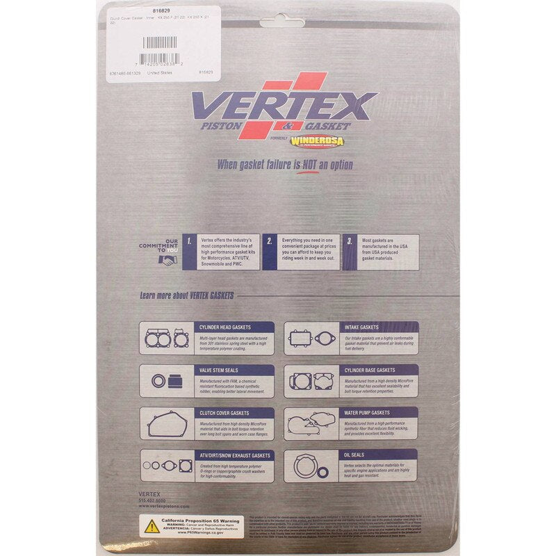 Vertex Clutch Cover Gasket - Inner for 2021-2022 Kawasaki KX 250 F & More - 816829