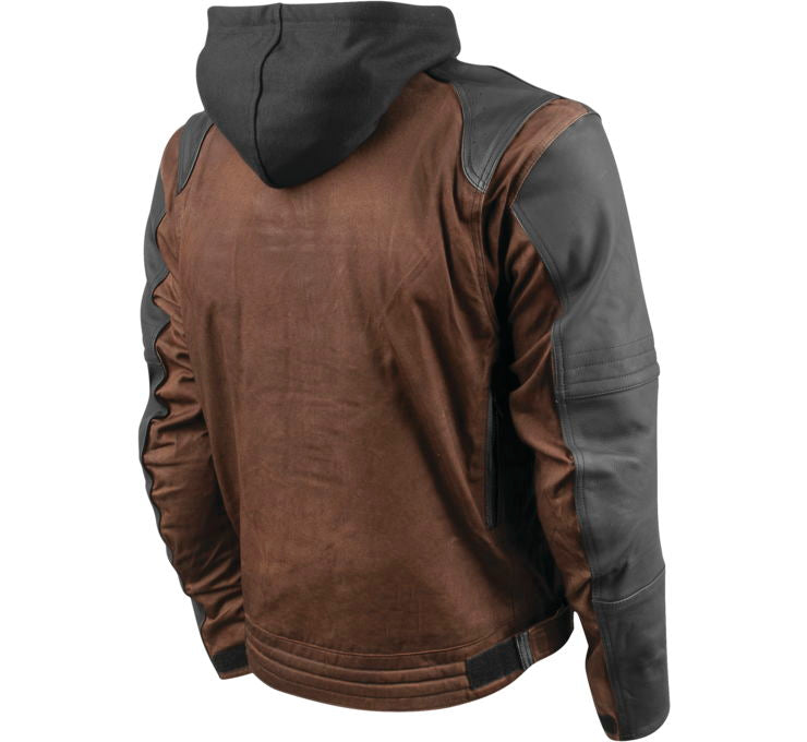 Speed and Strength Straight Savage 2.0 Men's Waxed Canvas & Leather Armored Motorcycle Jacket - Brown, Medium - 889584