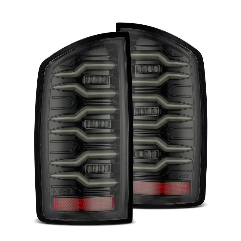 AlphaRex 641050 07-08 Dodge Ram1500/07-09 Dodge Ram 2500+3500 Luxx-Series LED Tail Lights(Pair) Alpha Black AlphaRex