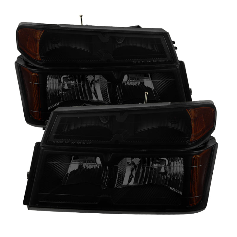 Xtune Chevy Colorado 04-12 OEM Headlights w/ Bumper Lights Black Smoked HD-JH-CCOL04-SET-BSM SPYDER