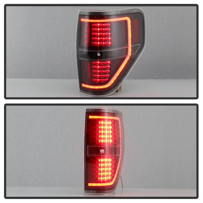 xTune 09-14 Ford F-150 Light Bar LED Tail Lights - Black (ALT-JH-FF15009-LBLED-BK) SPYDER