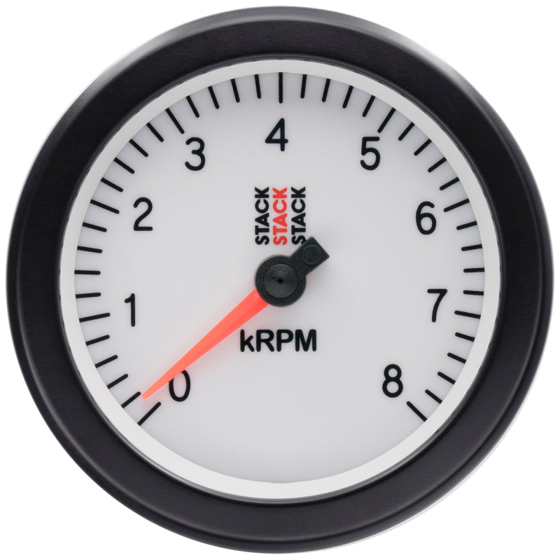 Autometer Stack Sport 88mm 0-8K RPM Tachometer - White ST100-08W