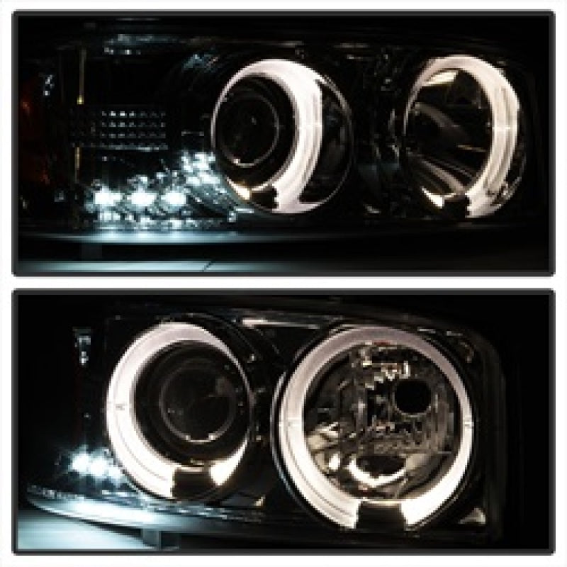 Spyder GMC Sierra 1500/2500/3500 99-06 Projector Headlights LED Halo LED Smoke PRO-YD-CDE00-HL-SMC SPYDER