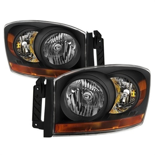 xTune 06-08 Dodge Ram 1500 Headlights w/Chrome Bezel/Amber Bar - Black (HD-JH-DRAM06-AM-BK)