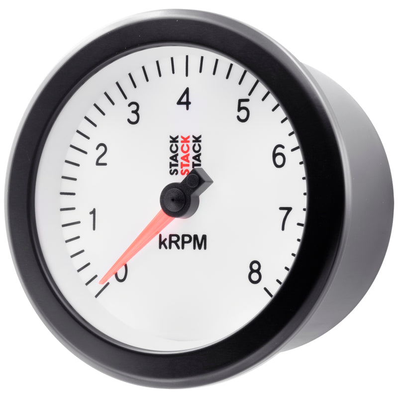 Autometer Stack Sport 88mm 0-8K RPM Tachometer - White ST100-08W