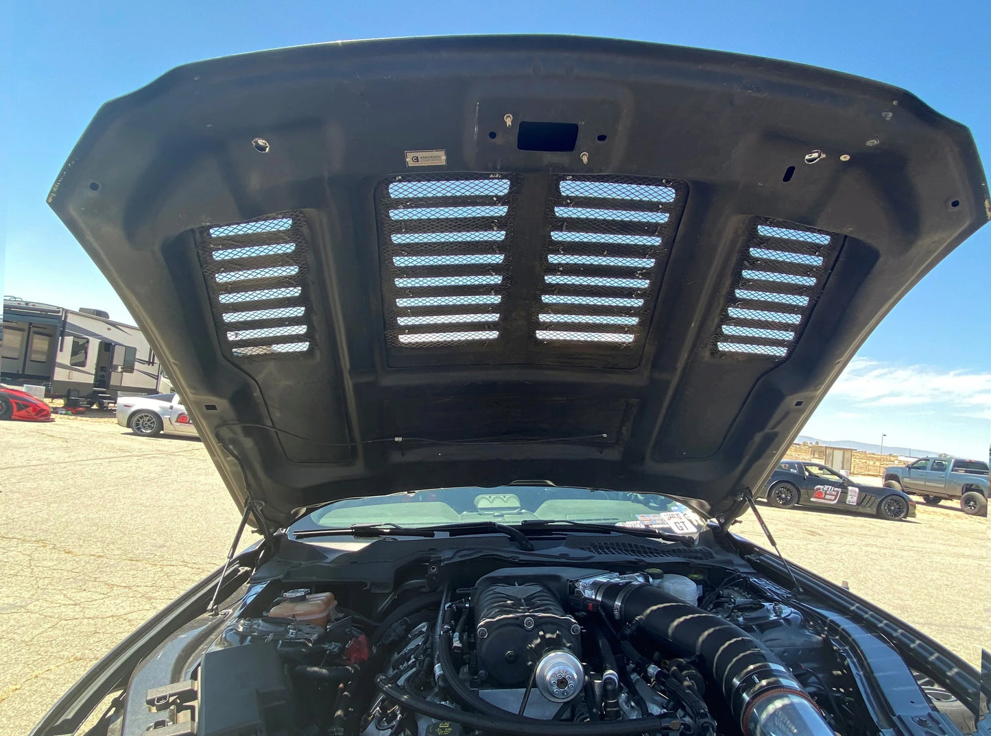 Anderson Composites 2015 - 2017 Mustang Double-Sided Carbon Fiber Type-TW Hood - AC-HD15FDMU-TW-DS