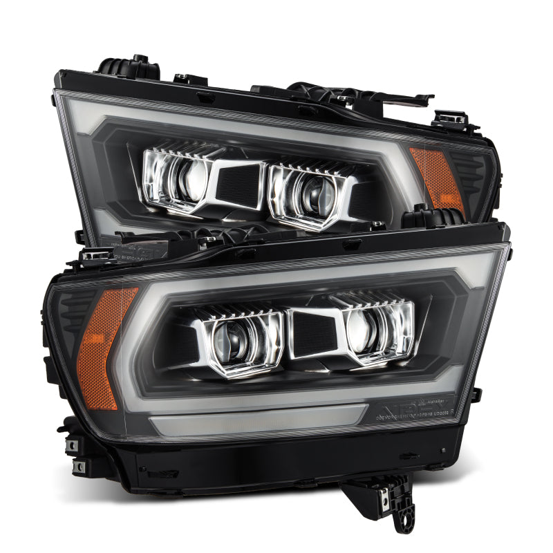 AlphaRex 880576 19-22 Dodge Ram 1500 LUXX LED Proj Headlights Black w/Seq Activation Light/Seq Signal/DRL