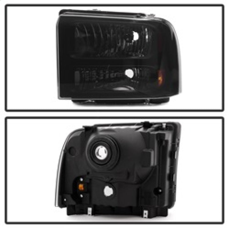 Xtune Ford F250 F350 F450 Superduty Excursion 99-04 Headlights Black Smoked HD-JH-FF25099-HA-BSM SPYDER