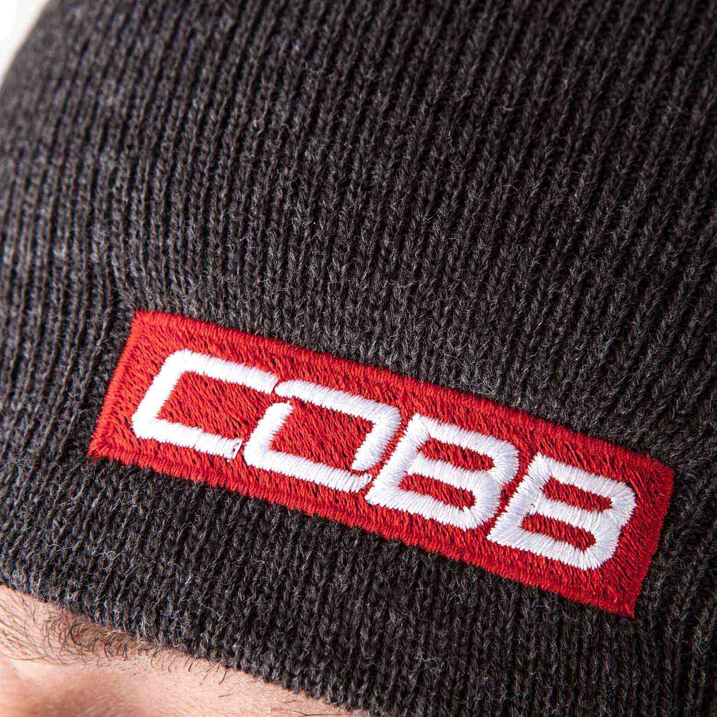 Cobb Tuning Bar Logo Knit Beanie – Gray w/ Red Logo (CO-BEANIERED)