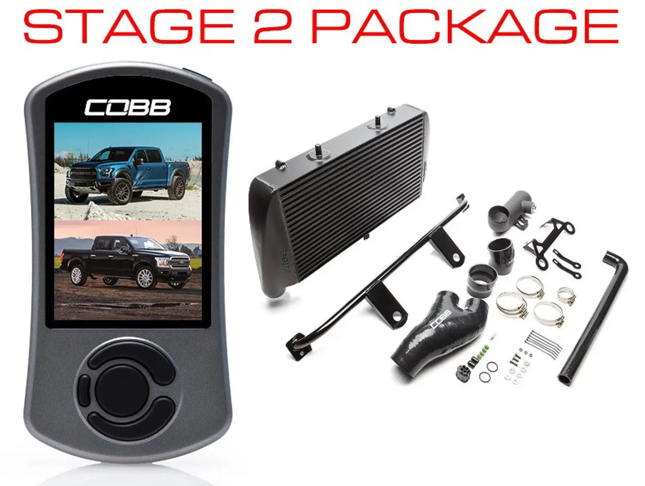 COBB 17-20 Ford F-150 Raptor Stage 2 Redline Carbon Fiber Power Package w/TCM - Black FOR0050020BK-TCM-RED COBB