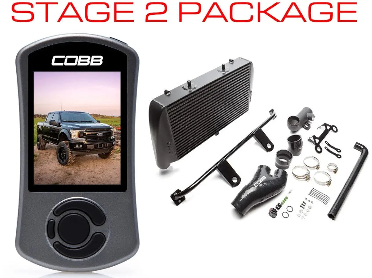 COBB 2020 Ford F-150 EcoBoost 3.5L Stage 2 Redline Carbon Fiber Power Package - Black FOR0070020BK-RED COBB