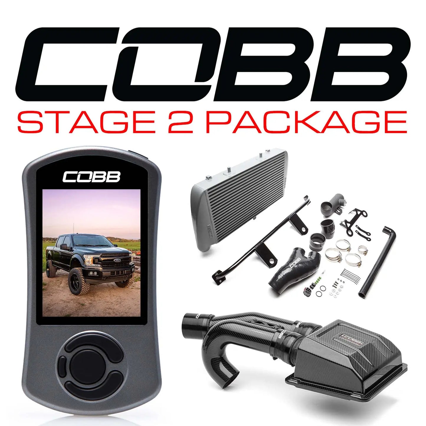 COBB 2020 Ford F-150 EcoBoost 3.5L Stage 2 Redline Carbon Fiber Power Package - Silver FOR0070020SL-RED COBB
