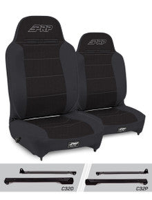 PRP Jeep Wrangler CJ7/YJ Enduro High Back Reclining Suspension Seats Kit (Pair) Black A130110-C32-50