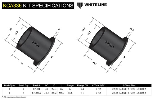 Whiteline Front Upper Arm Camber Adjustment Kit KCA336 (90-96 NISSAN 300ZX) Whiteline
