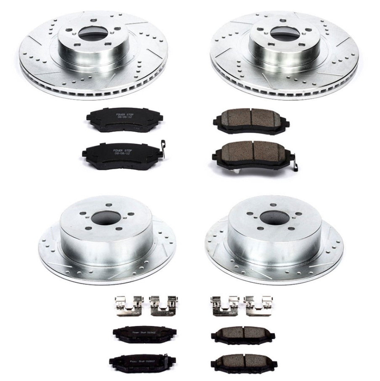 Power Stop 05-09 Subaru Legacy Front & Rear Z17 Evolution Geomet Coated Brake Kit