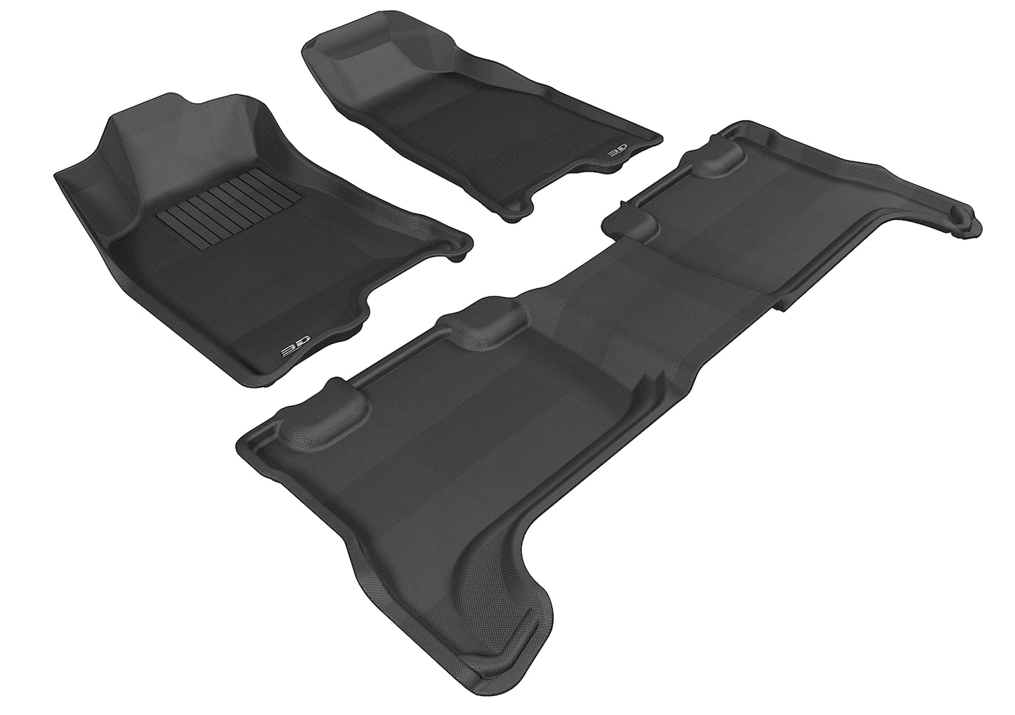 3D MAXpider L1CH02701509 2004-2012 Chevrolet Colorado Crew Cab Kagu 1st & 2nd Row Floormats - Black