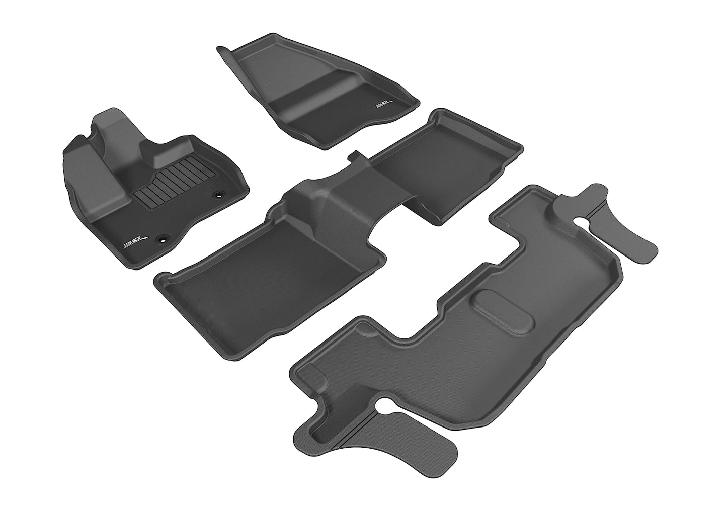 3D MAXpider L1FR07901509 2011-2014 Ford Explorer Kagu 1st & 2nd & 3rd Row Floormats - Black