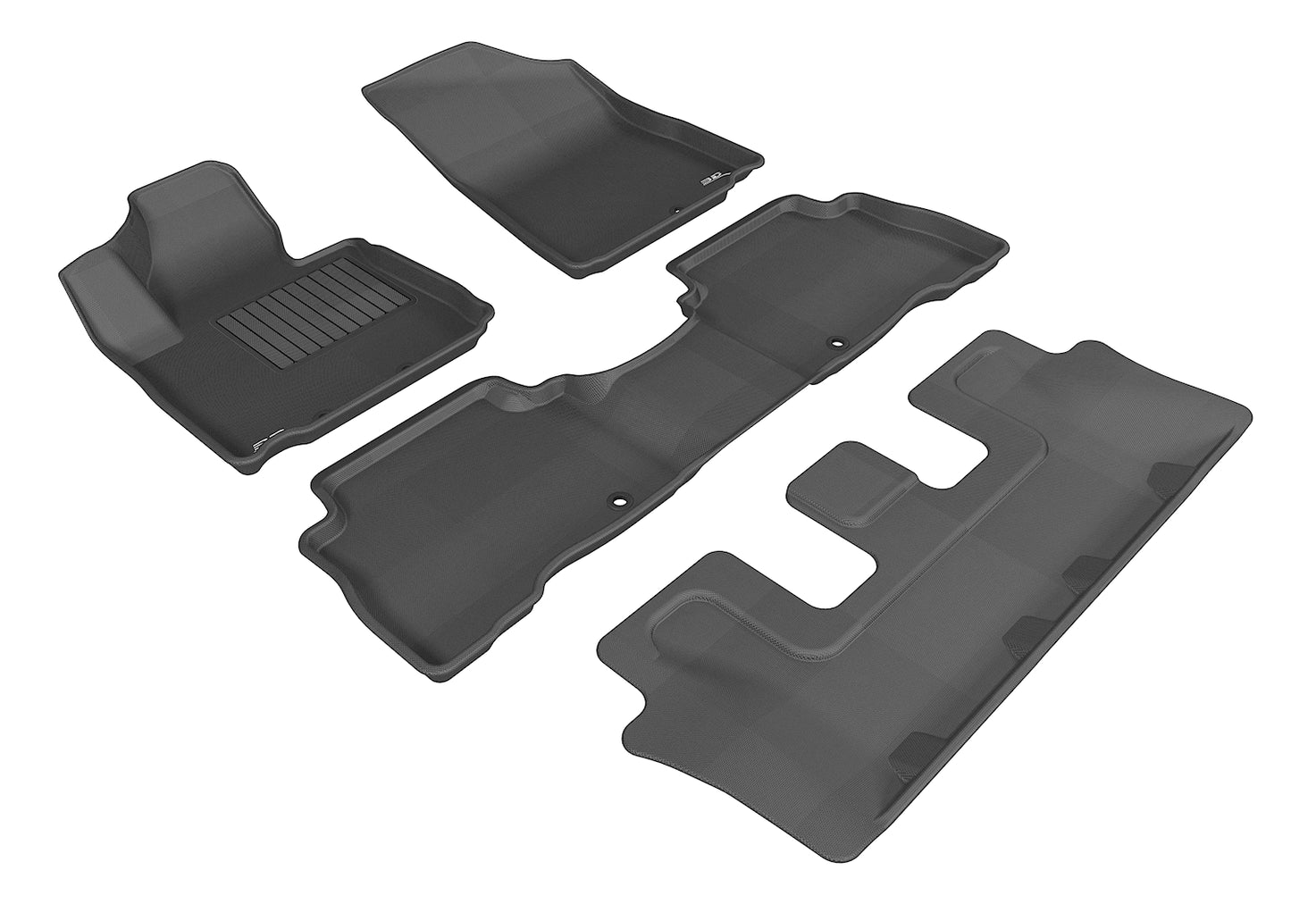 3D MAXpider L1KA01601509 2014-2015 Kia Sorento 7-Seats Kagu 1st & 2nd & 3rd Row Floormats - Black