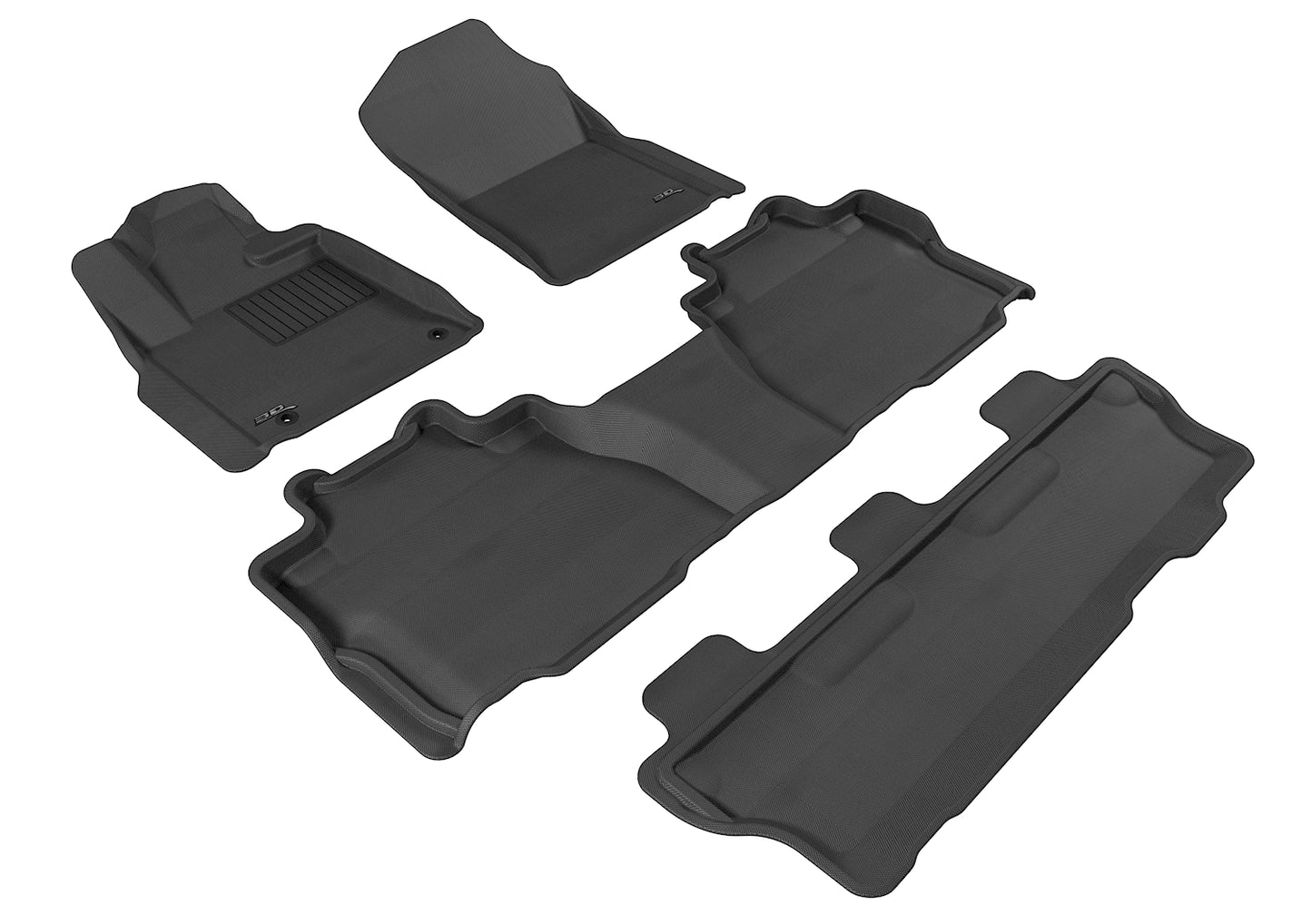 3D MAXpider L1TY14601509 2008-2011 Toyota Sequoia Kagu 1st & 2nd & 3rd Row Floormats - Black