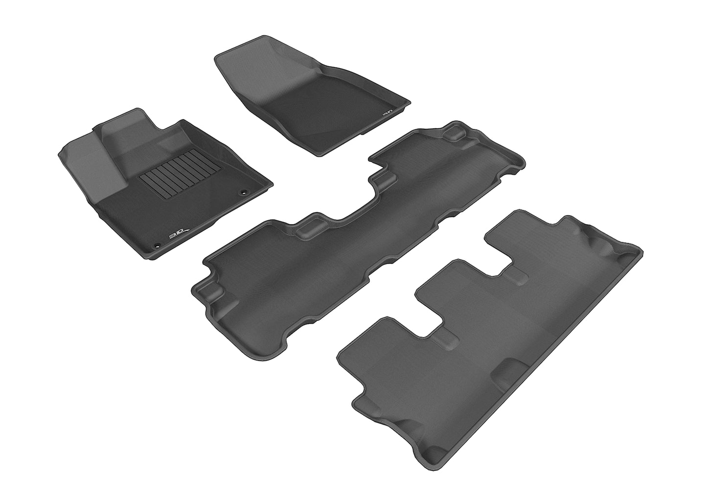3D MAXpider L1TY16301509 2014-2019 Toyota Highlander Kagu 1st & 2nd & 3rd Row Floormats - Black