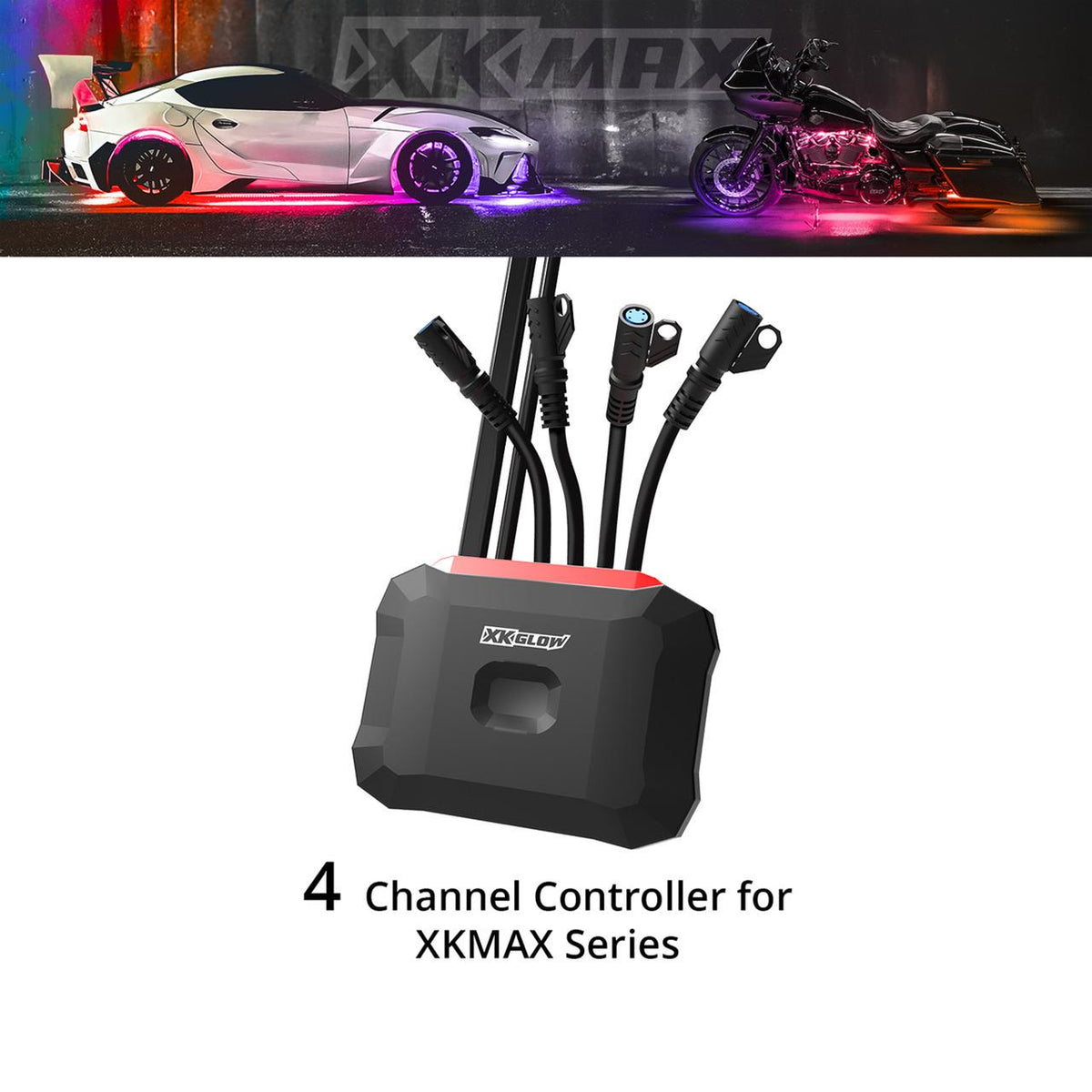 XKGlow XKmax 4 Channel Addressable RGBW LED Controller + 5A Switch Harness - Part MX-CTL4-KIT