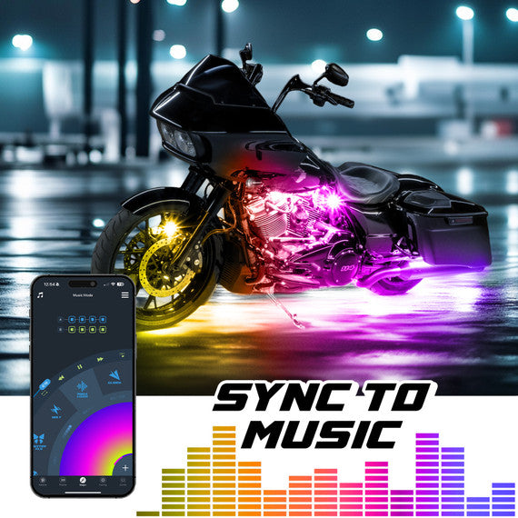XKGlow XKmax RGBW 16pc addressable Motorcycle Underglow App Control Light Kit - Part MX-MOTO-ADV