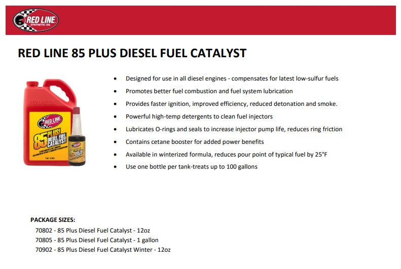Red Line 70802 85+ Diesel Fuel Additive– 12 oz eliteracefab.com